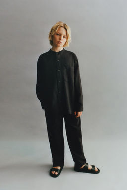 CAMISA 100% LINO MANGA AJSUTABLE / Negro - Zara фото 5