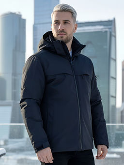 Горнолыжная куртка мужская зимняя темно-синего цвета 2412TS