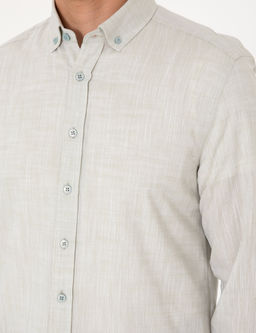 _a_la Keten G_r_n_ml_ Slim Fit Uzun Kollu G_mlek