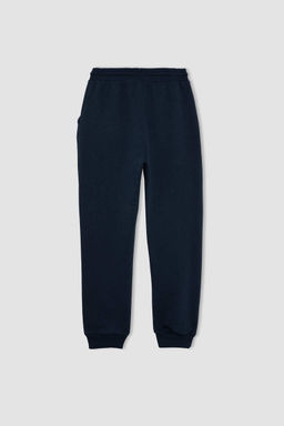 Темно-синие спортивные штаны для мальчиков с принтом и эластичным карманом на шнуровке на талии - Defacto фото 4