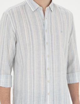 Рубашка Pierre Cardin Regular Fit светло-голубая с льном