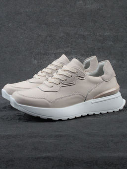 03-YJ428-1 BEIGE Кроссовки женские (натуральная кожа) - Фабричный китай фото 6