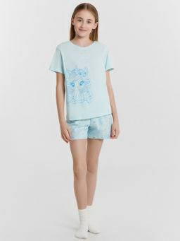 Комплект домашний для девочек голубой с единорогами