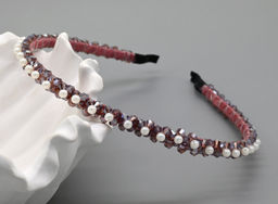 Ободок для волос с цирконом, цвет сиреневый