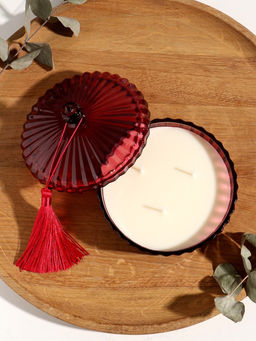 Ароматическая свеча в шкатулке «Красная», 3 фитиля, роза, 13.3×13.3×9.5 см