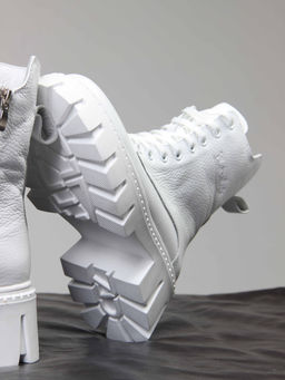 Ботинки 346.чанкиw. Белый бартон/Шерсть