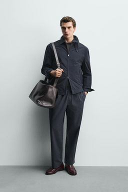 CAZADORA REGULAR FIT CUADROS / Marino