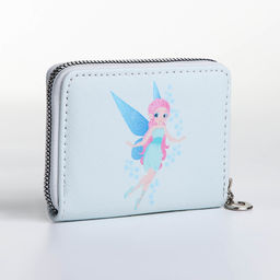 Кошелёк на молнии, отдел для карт, для монет, светло-голубой