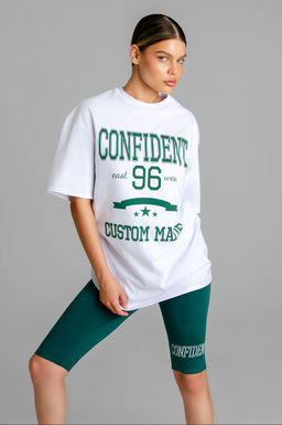 Арт. 5737 Костюм с велосипедками  42-50 (5 шт) Цвет:верх-белый,низ изумрудный