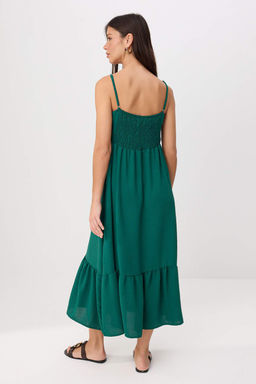 Yesil Ask?l? Skater/Belden Ac?lan Midi Dokuma Elbise TWOSS26EL00982 - Trendyolmilla фото 4