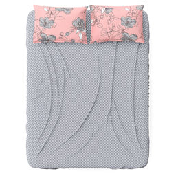 Простыня 2-х спальная на резинке Вестерн серый 140х200см, свесы 27см, бязь Комфорт 121г/м2, хлопок 100%, упаковка классическая ПВХ 28х41см, Домашняя мода (Россия)