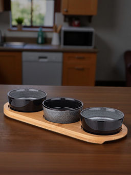 Набор 3 соусника Lefard Graphite 60 мл 26×9,2×3,5 см на деревянной подставке  фото 6