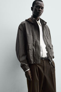 CAZADORA LINO - ALGOD?N ACABADO ENCERADO / Marr?n vigor? - Zara фото 6