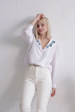 Блуза с вышивкой белая - Martichelli фото 3