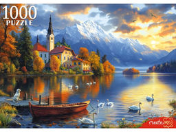 Пазлы 1000 "Закат на озере Блед"