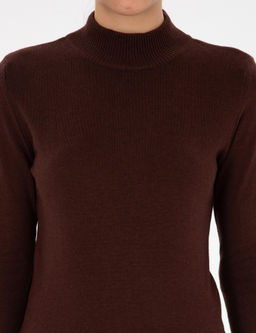 Kahverengi Slim Fit Basic Kazak