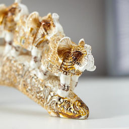 Фигурка полистоун «Пять белых слонов на бивне с попоной из арабского ковра», 10×21.5×4.5 см