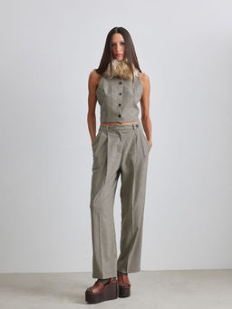 Ekose Geni? Pa?a Kad?n Pantolon