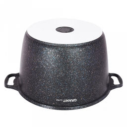 Кастрюля с антипригарным покрытием 10л, д32см "Granit Ultra", h19см, стеклянная жаропрочная крышка, ручка из термостойкого пластика, голубой гранит (Россия) - можно использовать металлические кухонные принадлежности