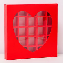 Цена за 2 шт. Коробка для 25 конфет, красное сердце, 22×22×3.5 см