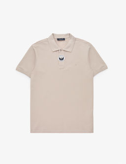 Koyu Bej Slim Fit %100 Pamuk D__meli Polo Yaka Basic Ti__rt