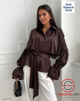 Рубашка из шёлка однотонная - Bruno фото 3