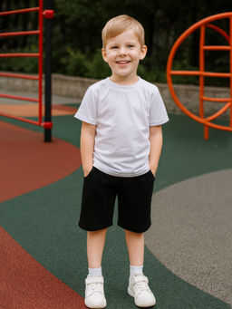 Шорты детские черные с карманами 403 (134, 68)