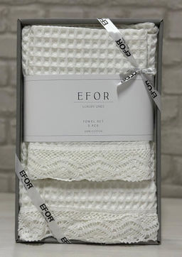 Набор вафельных полотенец EFOR из 2-х предметов(50*90 и 70*140) WAFFLE BEYAZ белый гипюр