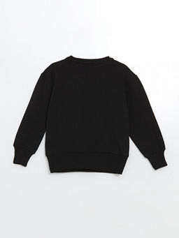 Bisiklet Yaka Bask?l? Erkek Bebek Sweatshirt