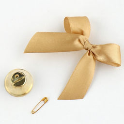 Цена за 10 шт. Колокольчик на булавке с бантом, золотой, d = 2,6 см - Simaland фото 4