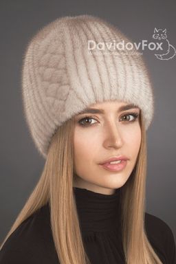 Шапка Сноп норка орнамент колотый лёд