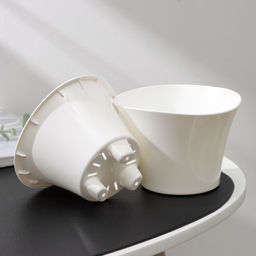 Цена за 2 шт. Кашпо для цветов со вставкой «Лагуна», 600 мл, d=13 см, h=9 см, белое