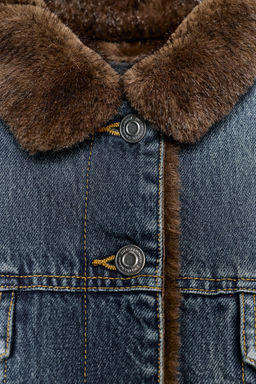DENIM JACKET WITH FAUX FUR ZW COLLECTION