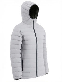 Куртка женская гибридная стёганая с капюшоном с графеновой подкладкой серого цвета 9622_1Sr