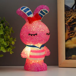 Фигурка светящаяся RISALUX «Зайка», LED-ночник, RGB, от батареек 3×LR44, 6.5×6.5×15.5 см, МИКС