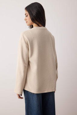 Tas Triko Gorunumlu Yumusak Bisiklet Yaka Relaxed/Rahat Kal?p Orme Bluz TWOAW26BZ00199 - Trendyolmilla фото 4