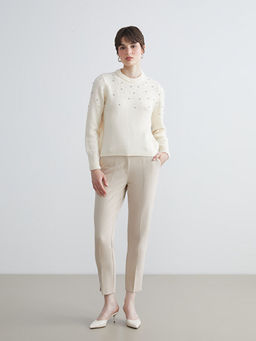 Bisiklet Yaka Ta?l? Kad?n Triko Kazak