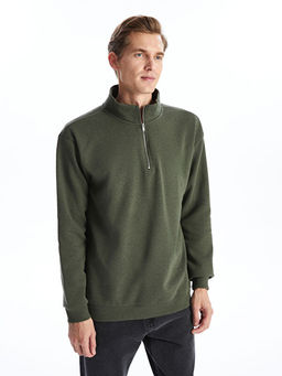 Dik Yaka Uzun Kollu Erkek Kal?n Sweatshirt