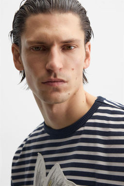 STRIPED PATCH T-SHIRT - Zara фото 7