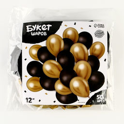 Воздушные шары «Чёрно-золотой», латекс, хром, 50 шт.