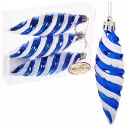 Цена за 2 шт. Ёлочные игрушки "Сосульки снежные" 11 см, синий (набор 3 шт)