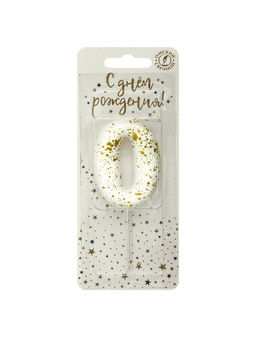 Цена за 2 шт. Свеча в торт «Белые брызги», цифра 0