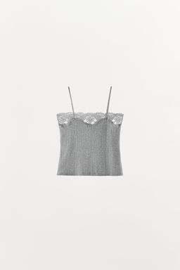 TOP POINTELLE ENCAJE / Gris vigor?