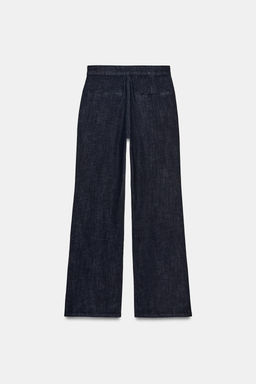 HIGH-WAIST DENIM EFFECT TROUSERS - Zara фото 4