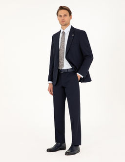 Lacivert Slim Fit Tak_m Elbise