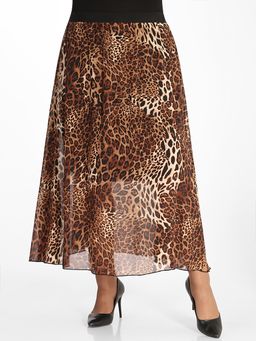 Юбка леопардовая длинная на резинке летняя - Almond фото 2