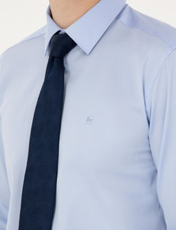 Koyu Mavi Slim Fit Uzun Kollu Basic G_mlek
