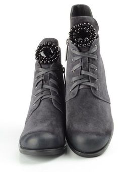 04-R181-2 GREY Ботинки зимние женские (натуральная замша, натуральный мех) - Фабричный китай фото 11