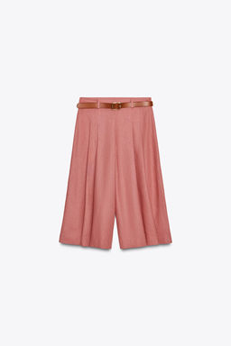 LONG BERMUDA SHORTS WITH BELT IN LINEN BLEND - Zara фото 5