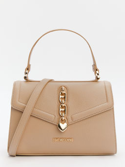 Женская сумка с ручками LOVE MOSCHINO CHAIN DETAIL CROCO Артикул 4192249, серовато-бежевый  фото 2